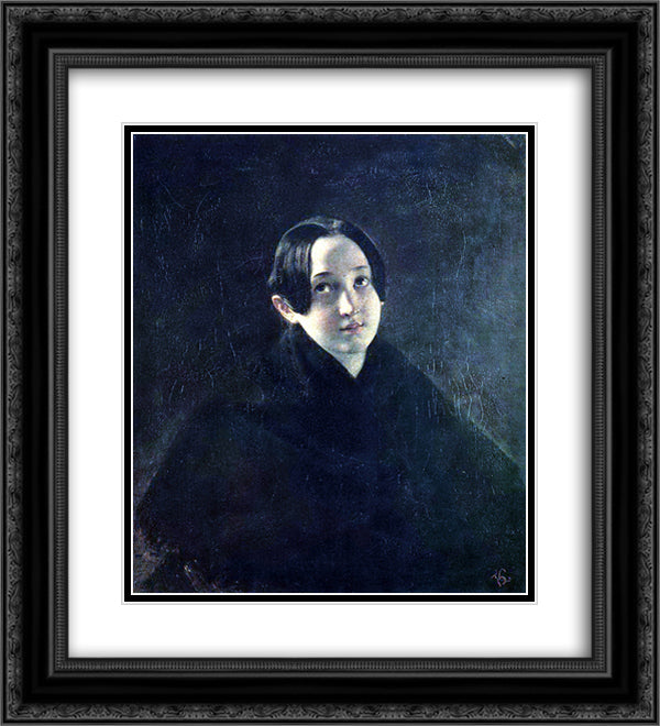 Portrait of Ye. I. Durnova 20x22 Black Ornate Wood Framed Art Print Poster with Double Matting by Bryullov, Karl