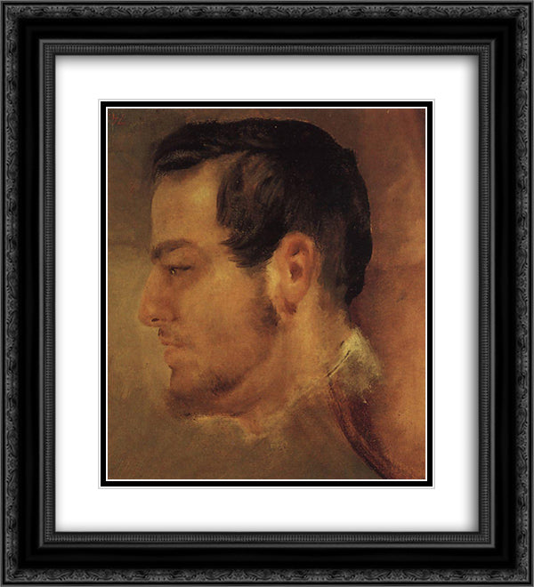 Profile of Glinka 20x22 Black Ornate Wood Framed Art Print Poster with Double Matting by Bryullov, Karl