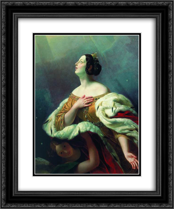 St. Alexandra 20x24 Black Ornate Wood Framed Art Print Poster with Double Matting by Bryullov, Karl
