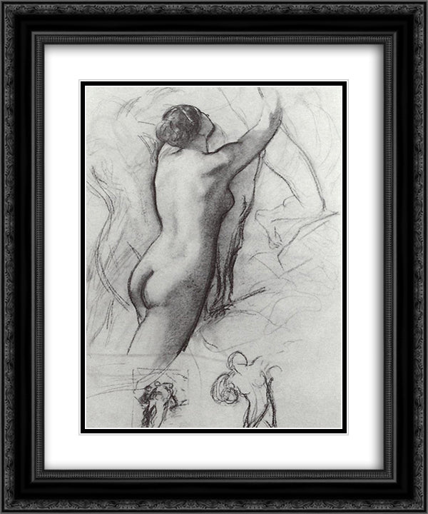 The Nymph 20x24 Black Ornate Wood Framed Art Print Poster with Double Matting by Bryullov, Karl