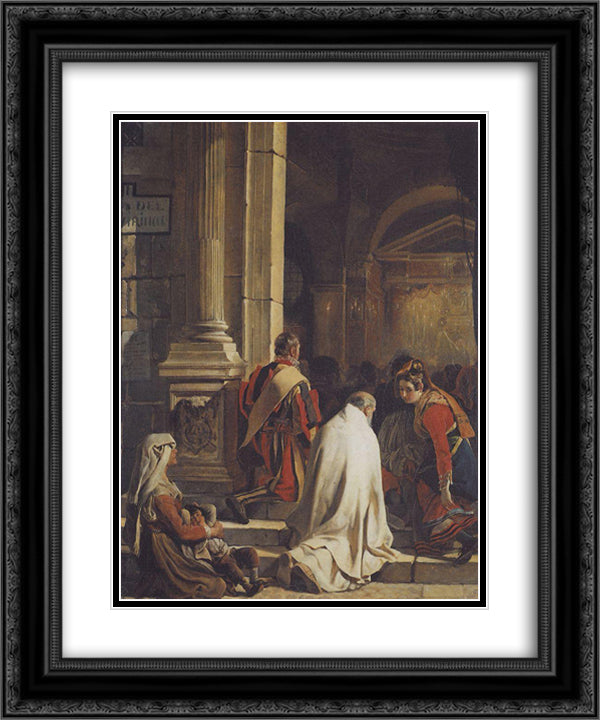 Vespers 20x24 Black Ornate Wood Framed Art Print Poster with Double Matting by Bryullov, Karl