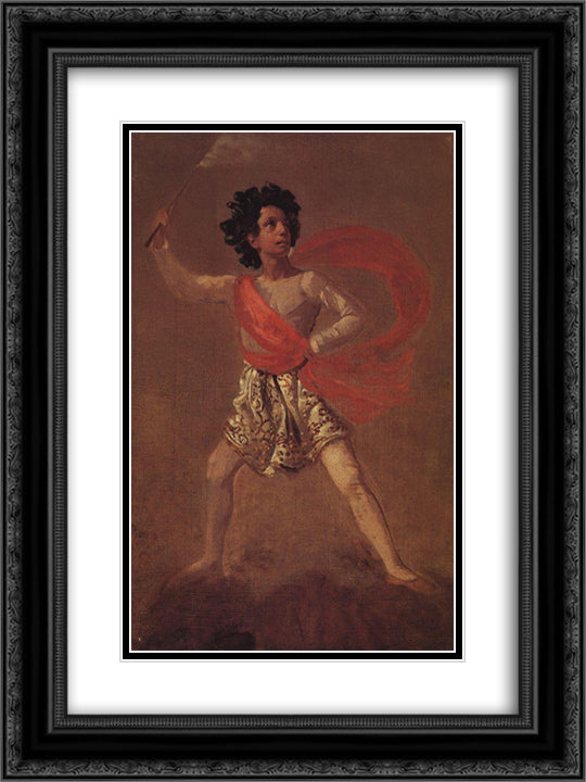 Voltigeur 18x24 Black Ornate Wood Framed Art Print Poster with Double Matting by Bryullov, Karl