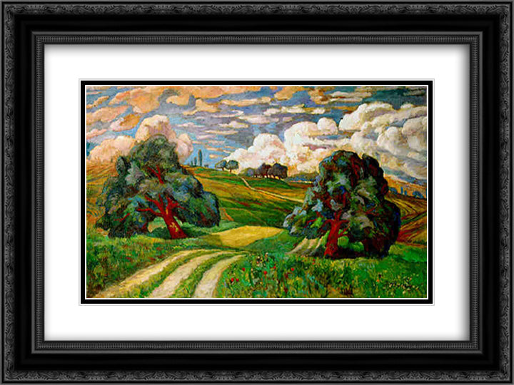 Apres l'orage 24x18 Black Ornate Wood Framed Art Print Poster with Double Matting by Diriks, Karl Edvard