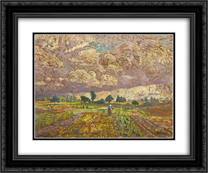 Hostdag 24x20 Black Ornate Wood Framed Art Print Poster with Double Matting by Diriks, Karl Edvard