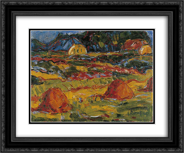 Autumn Landscape in Oldenburg 24x20 Black Ornate Wood Framed Art Print Poster with Double Matting by Schmidt Rottluff, Karl