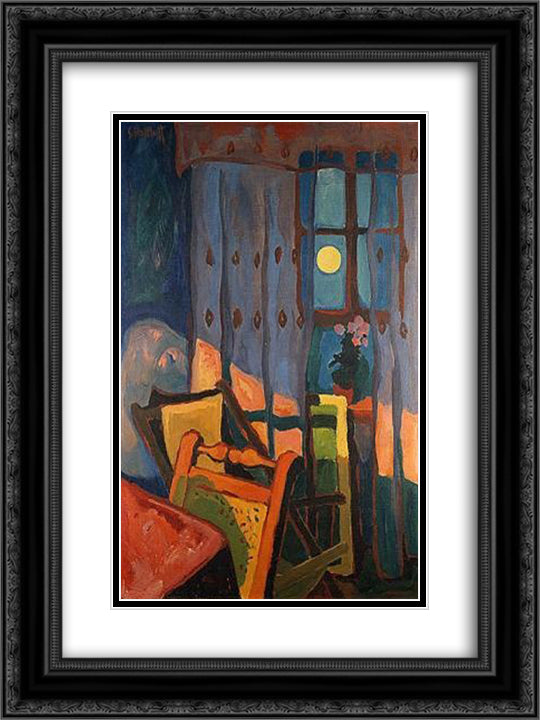 Evening in the Room 18x24 Black Ornate Wood Framed Art Print Poster with Double Matting by Schmidt Rottluff, Karl
