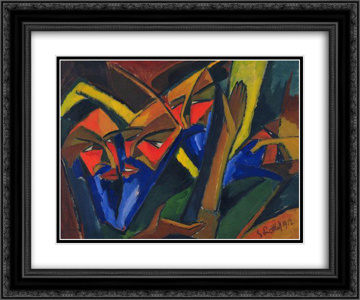 Pharisees 24x20 Black Ornate Wood Framed Art Print Poster with Double Matting by Schmidt Rottluff, Karl