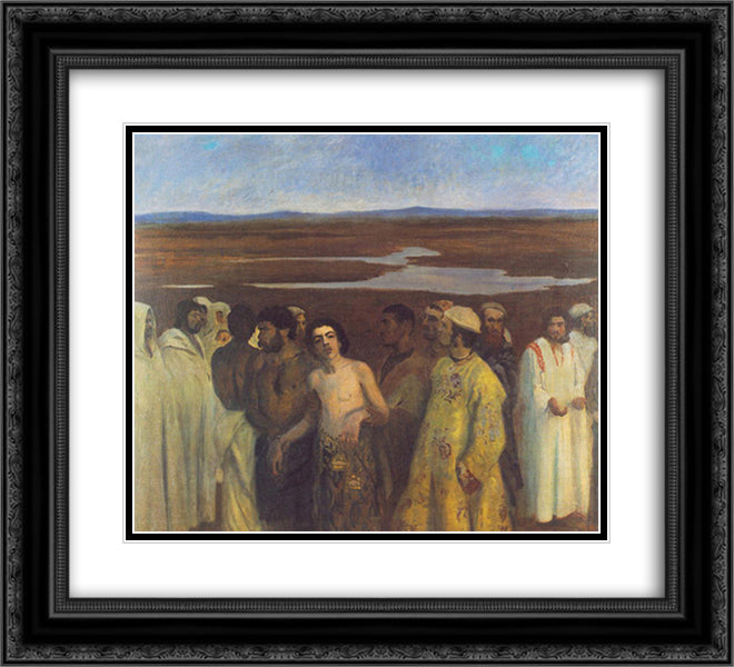 Joseph Sold into Slavery by His Brothers 22x20 Black Ornate Wood Framed Art Print Poster with Double Matting by Ferenczy, Karoly