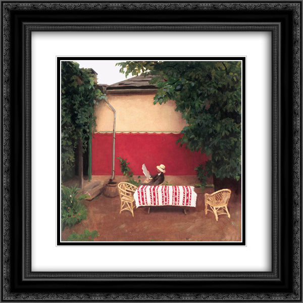 Red Wall 20x20 Black Ornate Wood Framed Art Print Poster with Double Matting by Ferenczy, Karoly