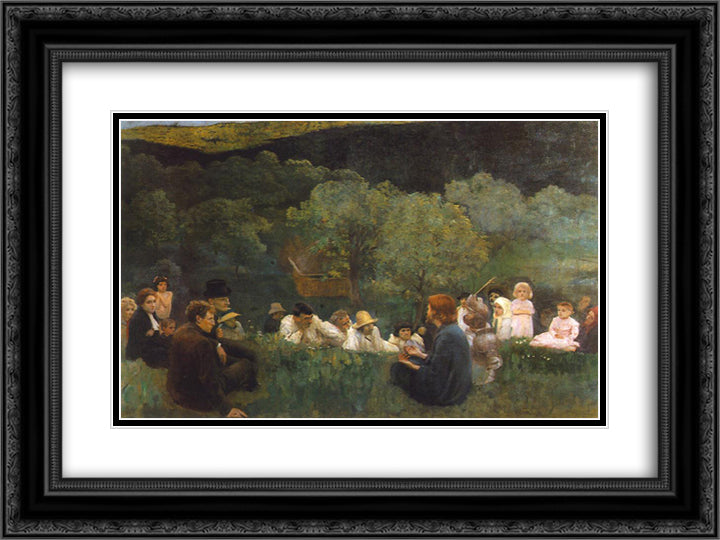 Sermon on the Mountain 24x18 Black Ornate Wood Framed Art Print Poster with Double Matting by Ferenczy, Karoly