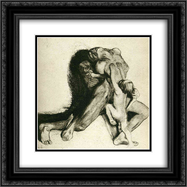 Death and Woman (Self-Portrait) 20x20 Black Ornate Wood Framed Art Print Poster with Double Matting by Kollwitz, Kathe