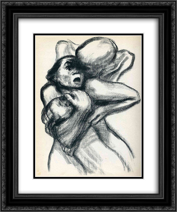 Death Seizing A Woman 20x24 Black Ornate Wood Framed Art Print Poster with Double Matting by Kollwitz, Kathe