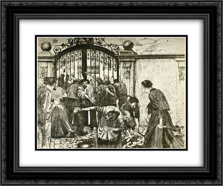 Revolt (By the Gates of a Park) 24x20 Black Ornate Wood Framed Art Print Poster with Double Matting by Kollwitz, Kathe