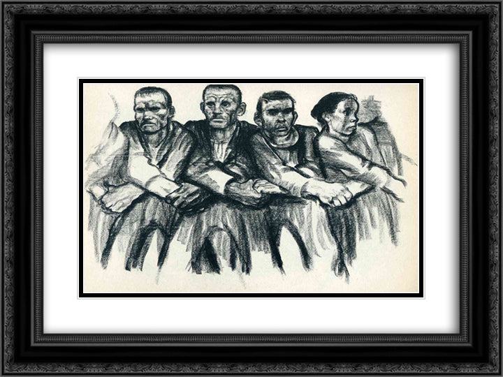 Solidarity 24x18 Black Ornate Wood Framed Art Print Poster with Double Matting by Kollwitz, Kathe