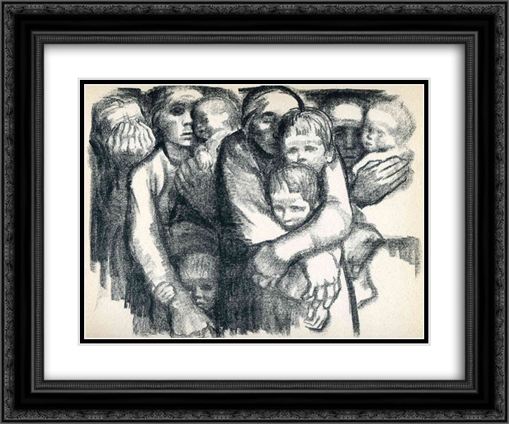 The Mothers 24x20 Black Ornate Wood Framed Art Print Poster with Double Matting by Kollwitz, Kathe