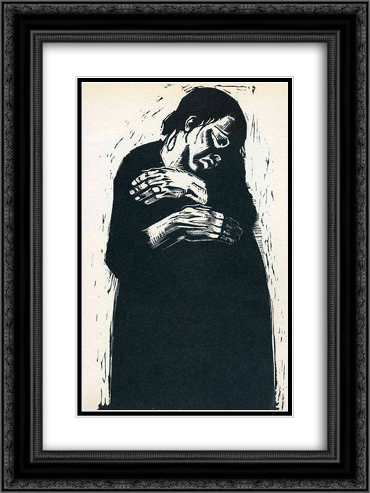 The Widow I 18x24 Black Ornate Wood Framed Art Print Poster with Double Matting by Kollwitz, Kathe