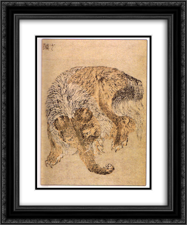 Baku 20x24 Black Ornate Wood Framed Art Print Poster with Double Matting by Hokusai, Katsushika