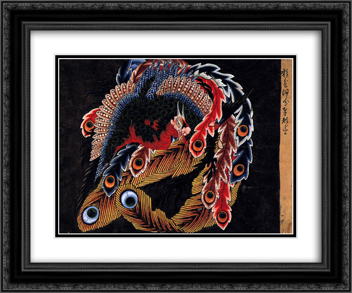 Ceiling of Ganshoin temple at Obuse 24x20 Black Ornate Wood Framed Art Print Poster with Double Matting by Hokusai, Katsushika