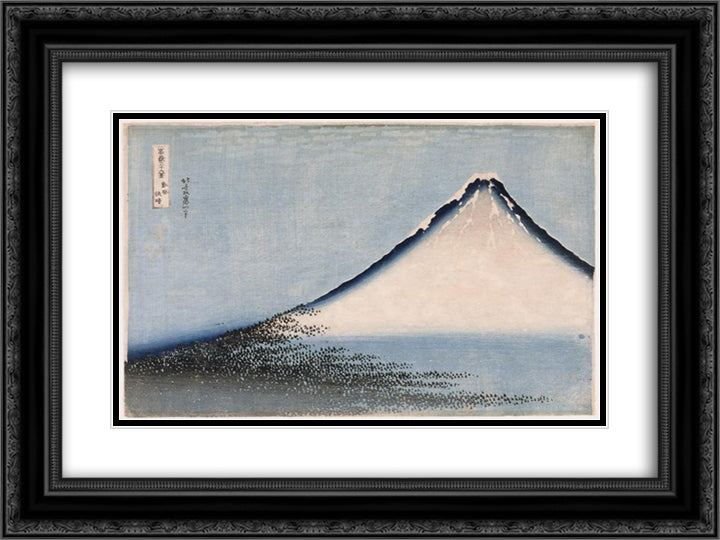 Fuji Blue 24x18 Black Ornate Wood Framed Art Print Poster with Double Matting by Hokusai, Katsushika