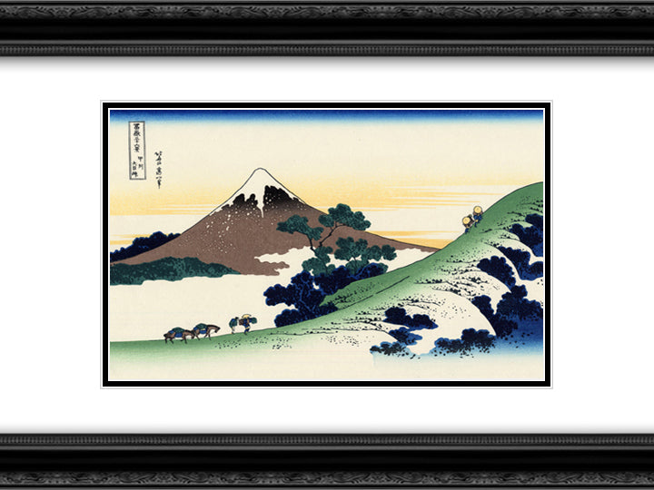 Inume pass in the Kai province 24x18 Black Ornate Wood Framed Art Print Poster with Double Matting by Hokusai, Katsushika