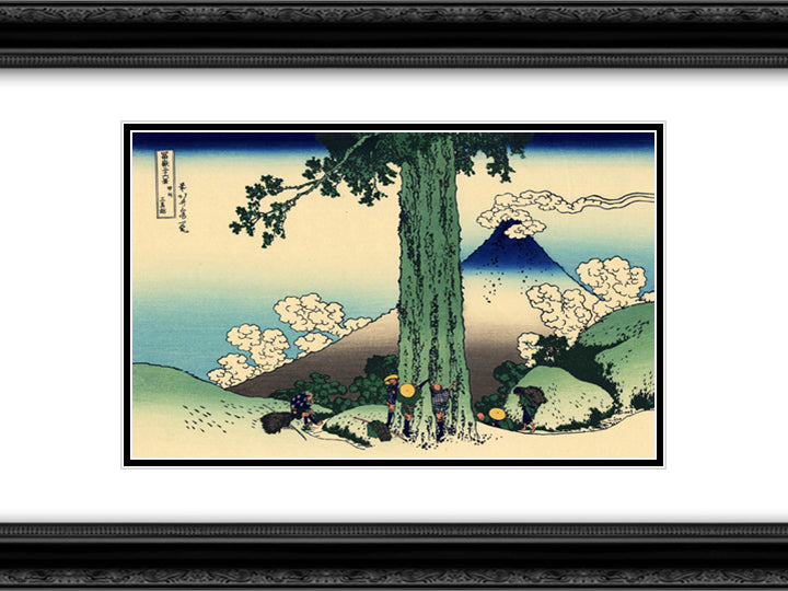 Mishima pass in Kai province 24x18 Black Ornate Wood Framed Art Print Poster with Double Matting by Hokusai, Katsushika
