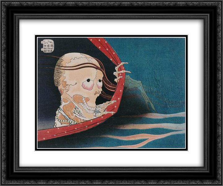 The Phantom of Kohada Koheiji 24x20 Black Ornate Wood Framed Art Print Poster with Double Matting by Hokusai, Katsushika