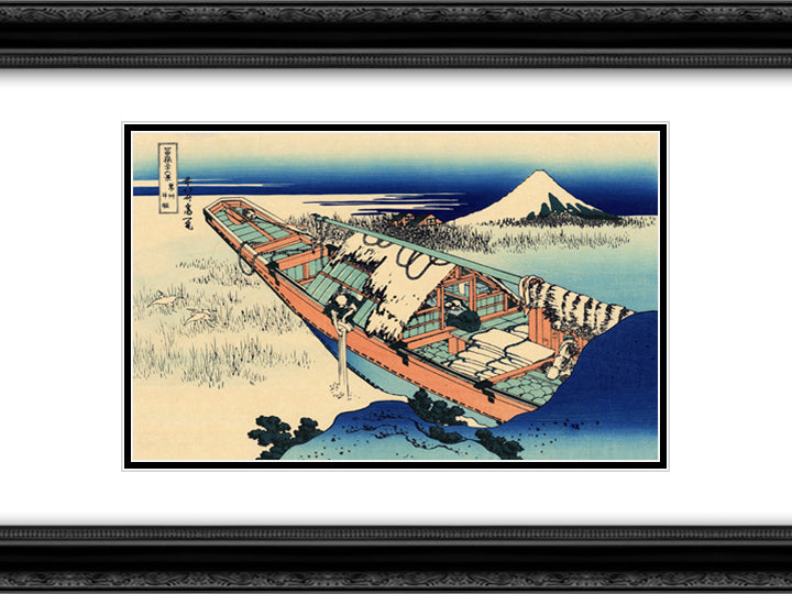 Ushibori in the Hitachi province 24x18 Black Ornate Wood Framed Art Print Poster with Double Matting by Hokusai, Katsushika