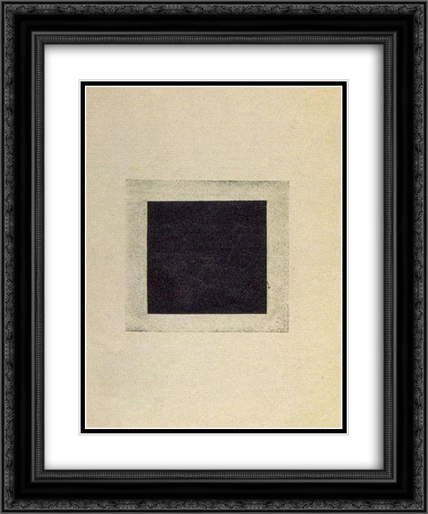 Black Square 20x24 Black Ornate Wood Framed Art Print Poster with Double Matting by Malevich, Kazimir