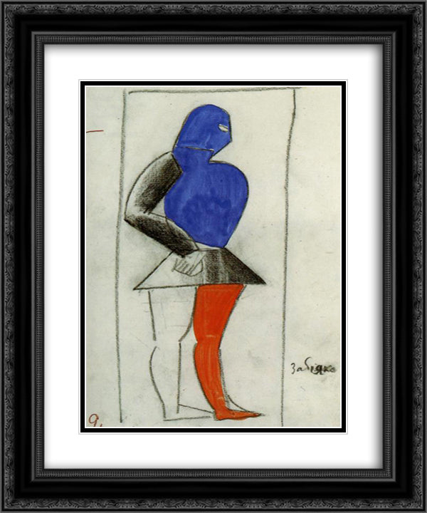 Brawler 20x24 Black Ornate Wood Framed Art Print Poster with Double Matting by Malevich, Kazimir