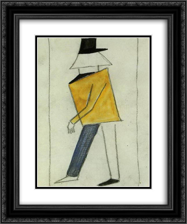 Costume for Victory over the Sun. Coward 20x24 Black Ornate Wood Framed Art Print Poster with Double Matting by Malevich, Kazimir