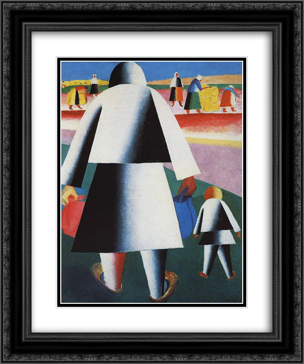 Marpha and Van'ka 20x24 Black Ornate Wood Framed Art Print Poster with Double Matting by Malevich, Kazimir