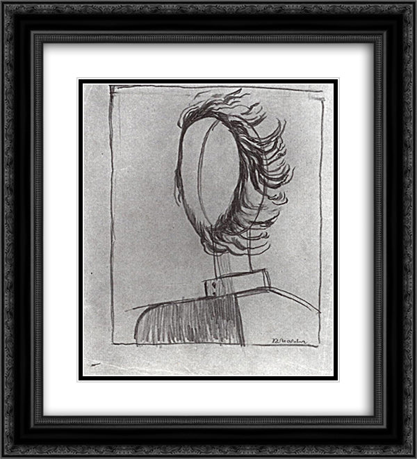 Men's head 20x22 Black Ornate Wood Framed Art Print Poster with Double Matting by Malevich, Kazimir