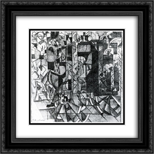 Moving Carriage 20x20 Black Ornate Wood Framed Art Print Poster with Double Matting by Malevich, Kazimir