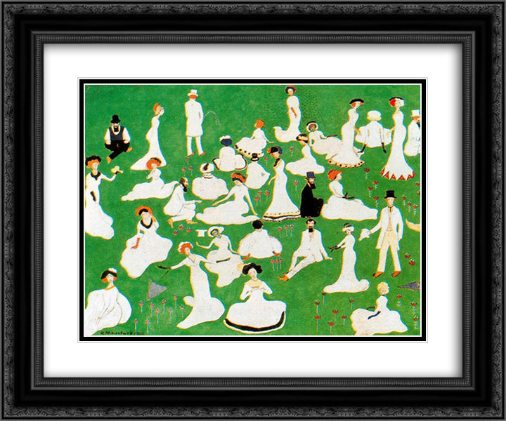 Rest. Society in Top Hats 24x20 Black Ornate Wood Framed Art Print Poster with Double Matting by Malevich, Kazimir