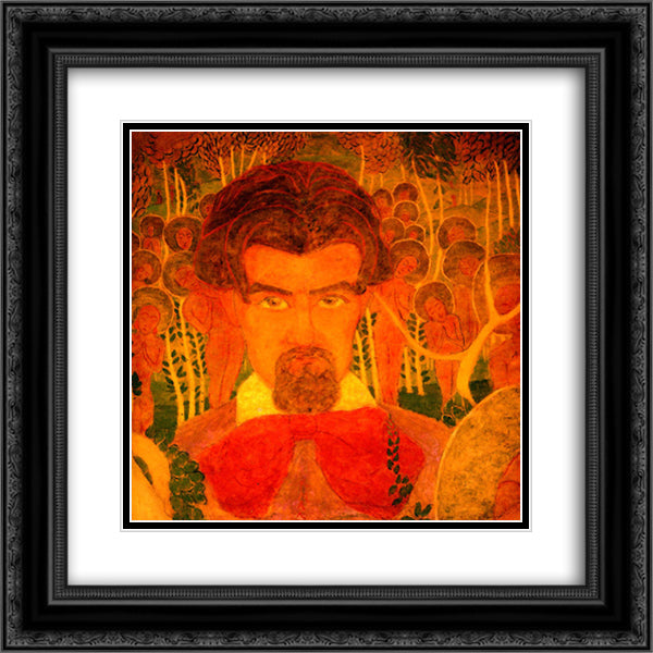 Self-Portrait 20x20 Black Ornate Wood Framed Art Print Poster with Double Matting by Malevich, Kazimir