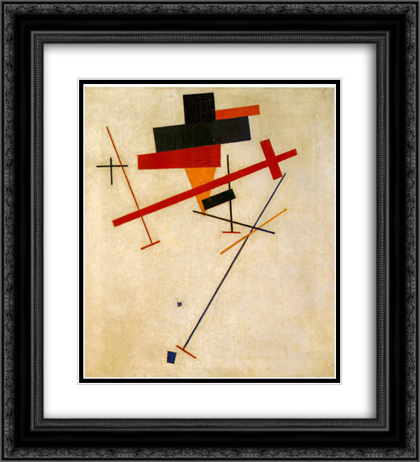 Suprematist Painting 20x22 Black Ornate Wood Framed Art Print Poster with Double Matting by Malevich, Kazimir