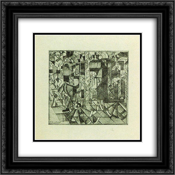 The crew on the move 20x20 Black Ornate Wood Framed Art Print Poster with Double Matting by Malevich, Kazimir