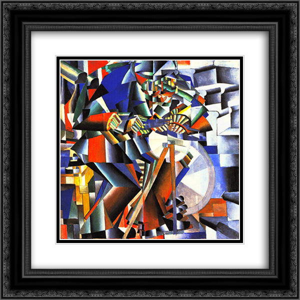 The knifegrinder 20x20 Black Ornate Wood Framed Art Print Poster with Double Matting by Malevich, Kazimir