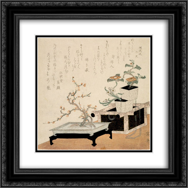 Flower Arrangements 20x20 Black Ornate Wood Framed Art Print Poster with Double Matting by Eisen, Keisai