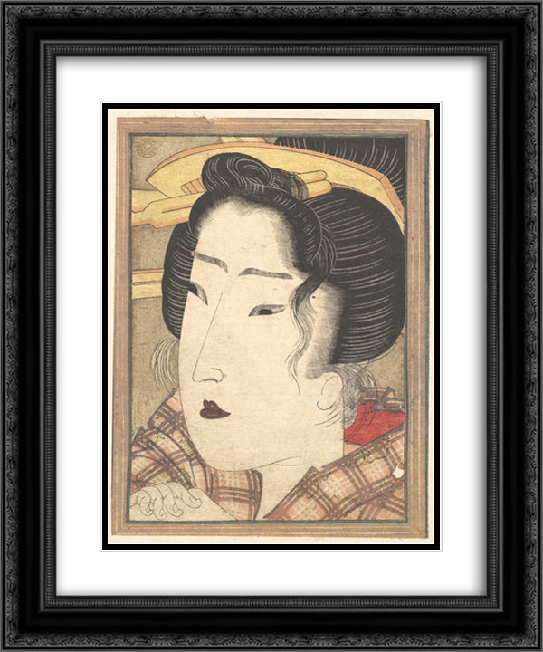 Head of a Beauty 20x24 Black Ornate Wood Framed Art Print Poster with Double Matting by Eisen, Keisai