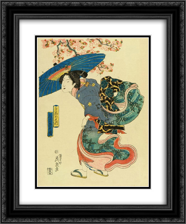 March - Cherry blossom viewing 20x24 Black Ornate Wood Framed Art Print Poster with Double Matting by Eisen, Keisai