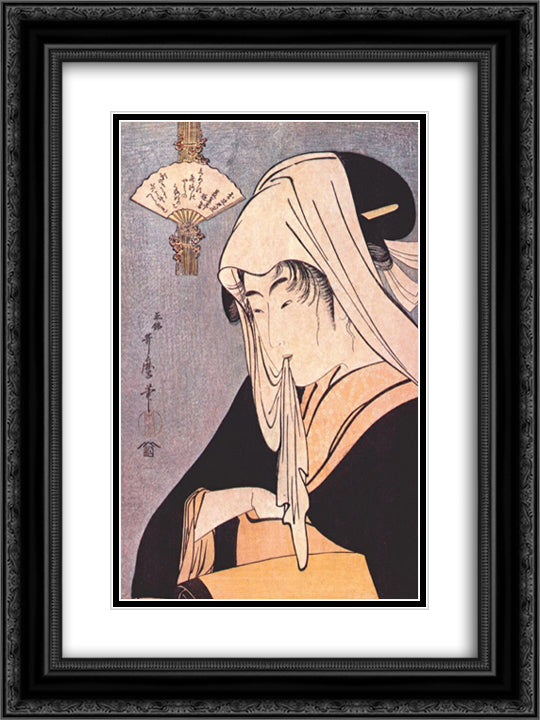 Streetwalker 18x24 Black Ornate Wood Framed Art Print Poster with Double Matting by Utamaro, Kitagawa