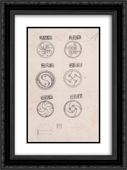 Designs for silver brooches 18x24 Black Ornate Wood Framed Art Print Poster with Double Matting by Moser, Koloman