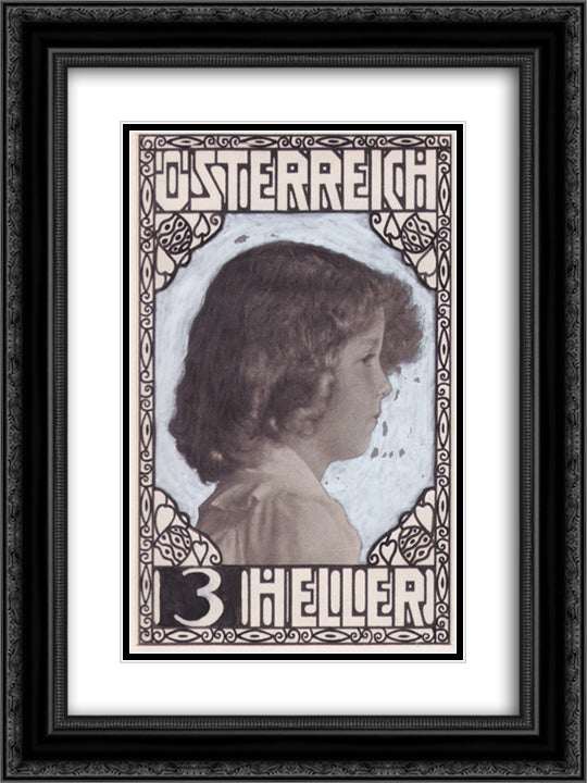 Stamp Design Crown Prince Otto (not accepted) 18x24 Black Ornate Wood Framed Art Print Poster with Double Matting by Moser, Koloman