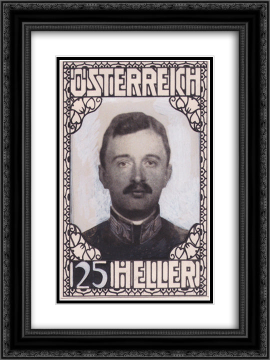 Stamp Design for Emperor Charles I (not accepted) 18x24 Black Ornate Wood Framed Art Print Poster with Double Matting by Moser, Koloman