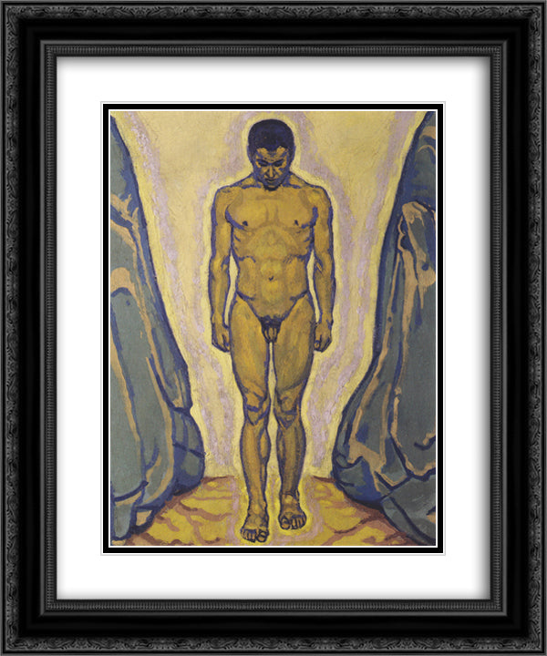 Standing youth 20x24 Black Ornate Wood Framed Art Print Poster with Double Matting by Moser, Koloman