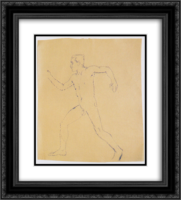 Study for The Wanderer 20x22 Black Ornate Wood Framed Art Print Poster with Double Matting by Moser, Koloman
