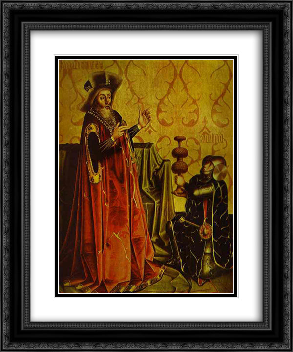 Abishai Kneeling before David 20x24 Black Ornate Wood Framed Art Print Poster with Double Matting by Witz, Konrad