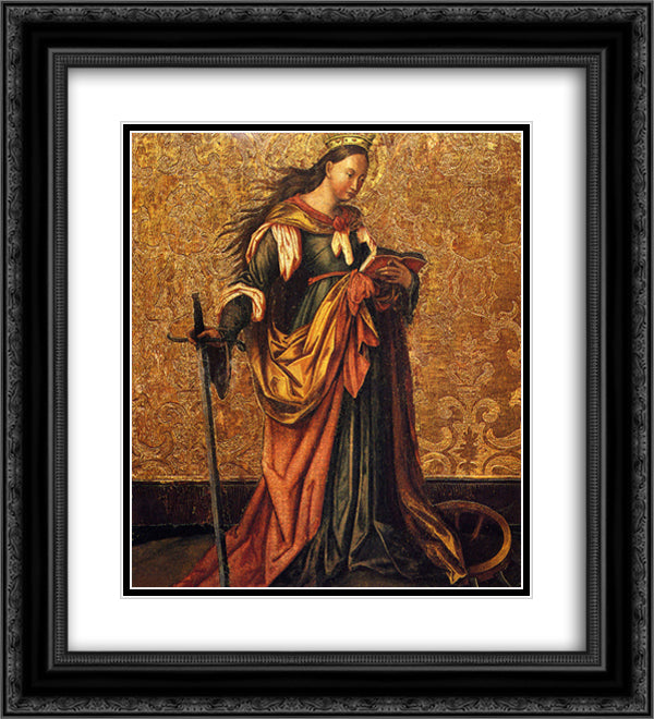 St. Catherine Of Alexandria 20x22 Black Ornate Wood Framed Art Print Poster with Double Matting by Witz, Konrad