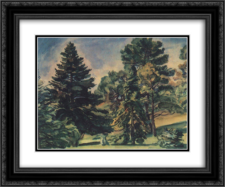 Alupka Park 24x20 Black Ornate Wood Framed Art Print Poster with Double Matting by Bogaevsky, Konstantin